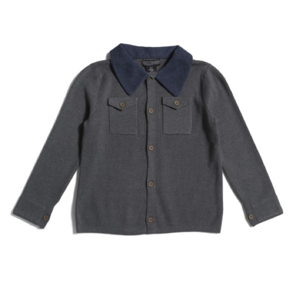Kids Gray knit Button-Up Shirt